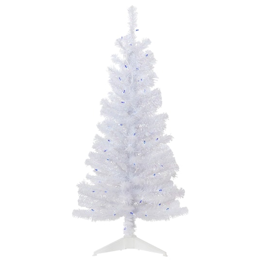 Northlight 4ft. Pre-Lit White Medium Rockport Pine Artificial Christmas Tree, Blue Lights